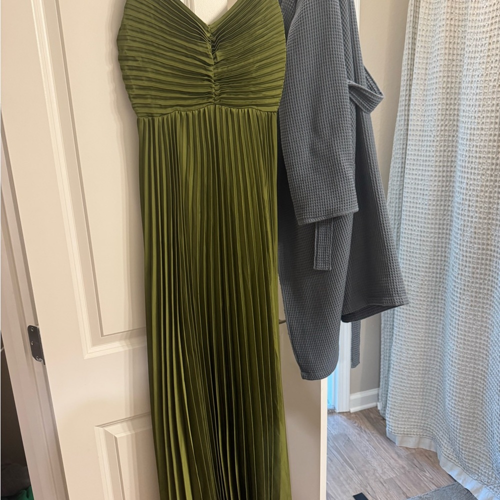 Petal & Pup Olive Green Pleated Maxi Dress